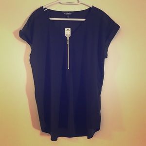 Express silk zip front gramercy tee